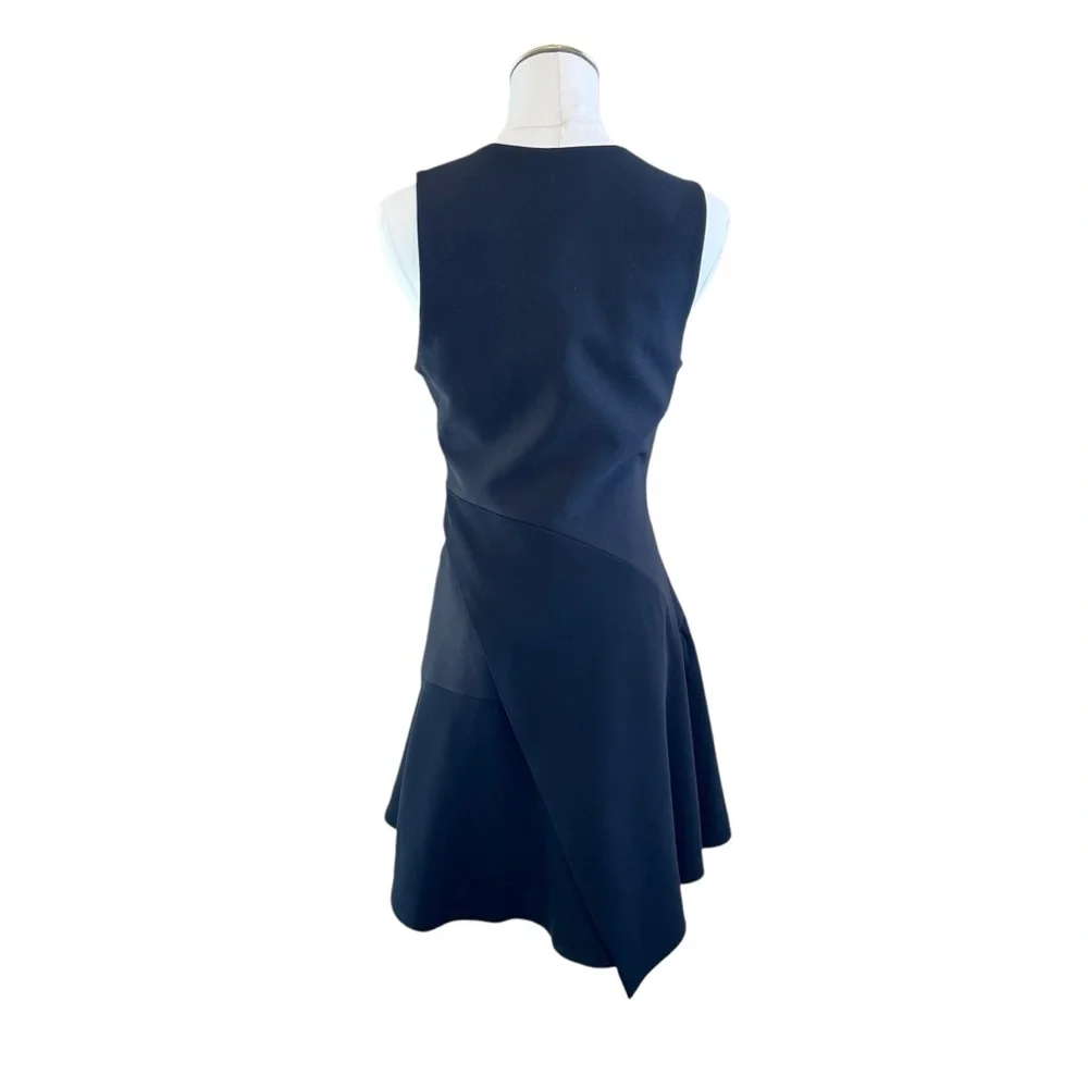 Cinq a Sept Orion Faux-Wrap Mini Dress Women’s 6 Black Sleeveless V-Neck Stretch - Picture 8 of 16